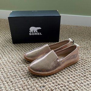 NWT Sorel Ella Waterproof Slip-On Flat, Rose Gold